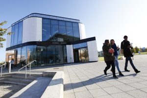 Students outside the law building on de Havilland campus